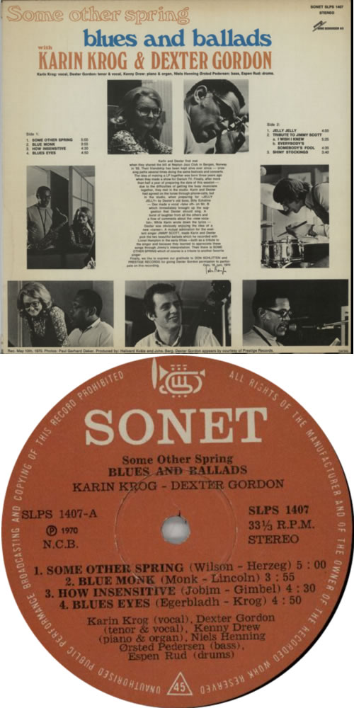 LPレコード Some Other Spring Blues And Ballads KARIN KROG & DEXTER